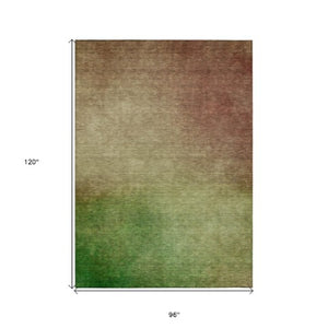 Homeroots 3' Blush Taupe And Green Ombre Washable Area Rug For Indoor And Outdoor Spaces – Stylish And Durable! 8' X 10' Polyester 577274