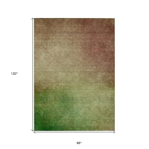 Homeroots 3' Blush Taupe And Green Ombre Washable Area Rug For Indoor And Outdoor Spaces – Stylish And Durable! 8' X 10' Polyester 577274