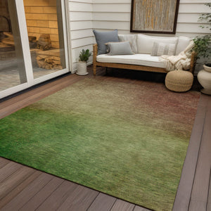 Homeroots 3' Blush Taupe And Green Ombre Washable Area Rug For Indoor And Outdoor Spaces – Stylish And Durable! 9' X 12' Polyester 577275