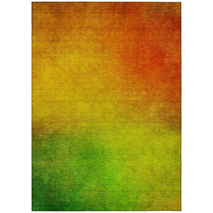 HomeRoots 5' Terra Cotta Gold Green Ombre Rug - Stylish Washable Area Rug for Indoor & Outdoor Spaces 5' X 8' 577278