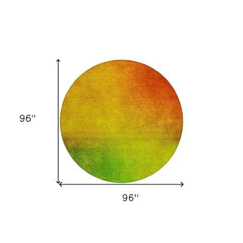 Homeroots 3' Blush Taupe And Green Ombre Washable Area Rug For Indoor And Outdoor Spaces – Stylish And Durable! 8' Round Polyester 577279