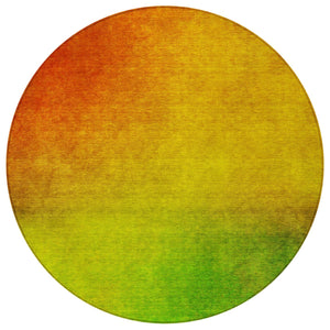 Homeroots 3' Blush Taupe And Green Ombre Washable Area Rug For Indoor And Outdoor Spaces – Stylish And Durable! 8' Round Polyester 577279