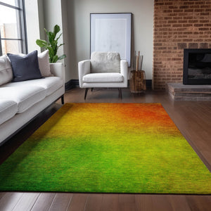 Homeroots 3' Blush Taupe And Green Ombre Washable Area Rug For Indoor And Outdoor Spaces – Stylish And Durable! 9' X 12' Polyester 577281