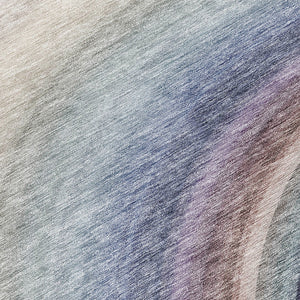 Homeroots 3' Beige Purple Ivory Abstract Washable Area Rug For Indoor Outdoor Spaces - Durable & Stylish 8' Round Polyester 577285