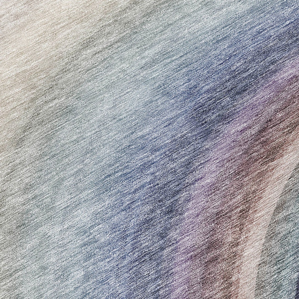 Homeroots 3' Beige Purple Ivory Abstract Washable Area Rug For Indoor Outdoor Spaces - Durable & Stylish 8' Round Polyester 577285