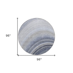 Homeroots 3' Beige Purple Ivory Abstract Washable Area Rug For Indoor Outdoor Spaces - Durable & Stylish 8' Round Polyester 577291