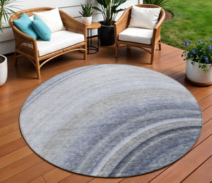 Homeroots 3' Beige Purple Ivory Abstract Washable Area Rug For Indoor Outdoor Spaces - Durable & Stylish 8' Round Polyester 577291