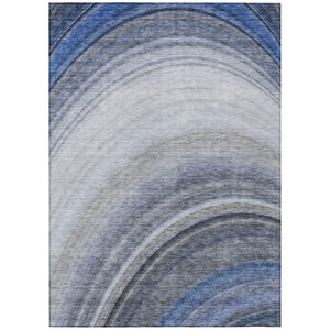 HomeRoots 5' Denim Blue and Navy Abstract Area Rug - Stylish, Washable, Indoor/Outdoor, Stain-Resistant Design 8' X 10' 577292