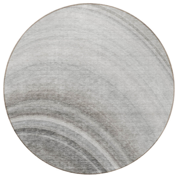 Homeroots 3' Beige Purple Ivory Abstract Washable Area Rug For Indoor Outdoor Spaces - Durable & Stylish 8' Round Polyester 577297