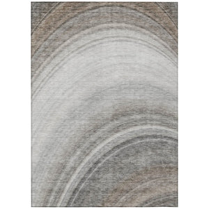 HomeRoots 9' Stylish Gray Silver and Beige Abstract Area Rug for Indoor Outdoor Spaces - Washable and Durable 9' X 12' 577299