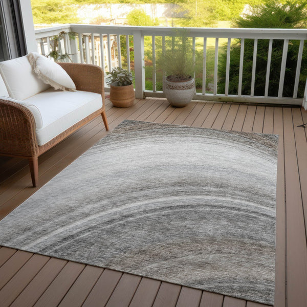 Homeroots 3' Beige Purple Ivory Abstract Washable Area Rug For Indoor Outdoor Spaces - Durable & Stylish 10' X 14' Polyester 577300