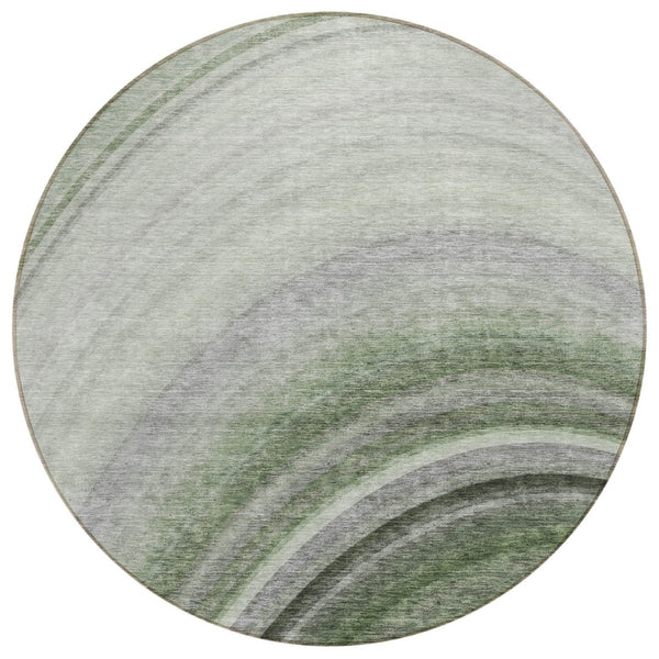 HomeRoots 5' Modern Abstract Green Area Rug - Durable, Washable Design for Indoor & Outdoor Spaces, Stylish Accents 8' Round 577303