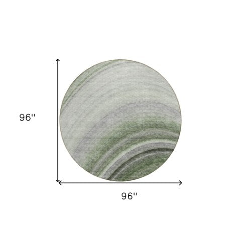 Homeroots 3' Beige Purple Ivory Abstract Washable Area Rug For Indoor Outdoor Spaces - Durable & Stylish 8' Round Polyester 577303