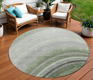 Homeroots 3' Beige Purple Ivory Abstract Washable Area Rug For Indoor Outdoor Spaces - Durable & Stylish 8' Round Polyester 577303
