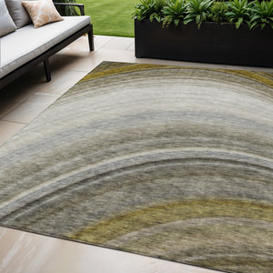 Homeroots 3' Beige Purple Ivory Abstract Washable Area Rug For Indoor Outdoor Spaces - Durable & Stylish 5' X 8' Polyester 577308