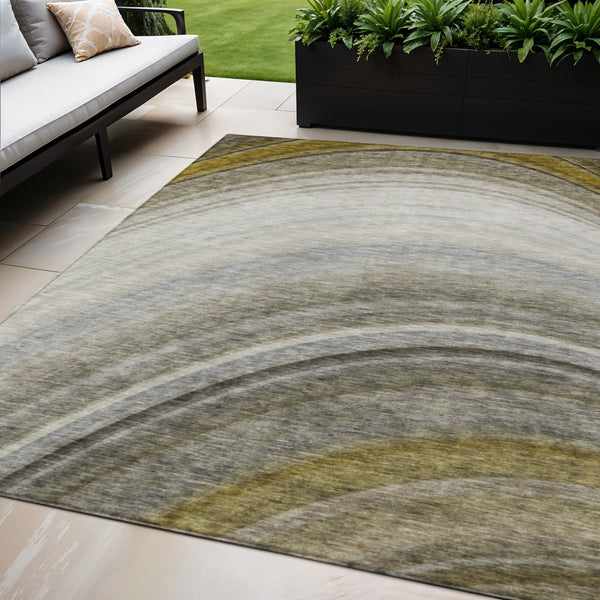 Homeroots 3' Beige Purple Ivory Abstract Washable Area Rug For Indoor Outdoor Spaces - Durable & Stylish 5' X 8' Polyester 577308