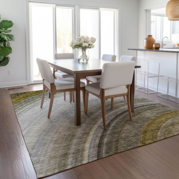 Homeroots 3' Beige Purple Ivory Abstract Washable Area Rug For Indoor Outdoor Spaces - Durable & Stylish 5' X 8' Polyester 577308