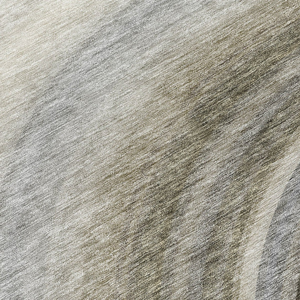 Homeroots 3' Beige Purple Ivory Abstract Washable Area Rug For Indoor Outdoor Spaces - Durable & Stylish 8' Round Polyester 577309