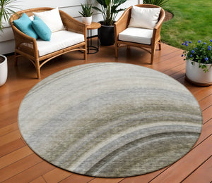 Homeroots 3' Beige Purple Ivory Abstract Washable Area Rug For Indoor Outdoor Spaces - Durable & Stylish 8' Round Polyester 577309