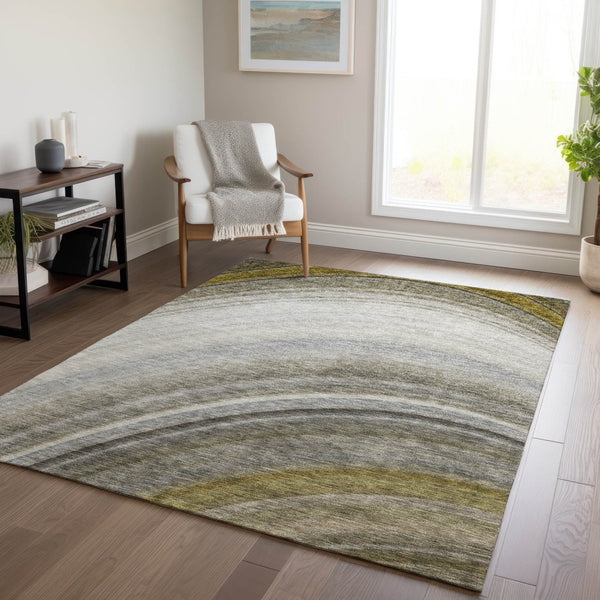 Homeroots 3' Beige Purple Ivory Abstract Washable Area Rug For Indoor Outdoor Spaces - Durable & Stylish 8' X 10' Polyester 577310