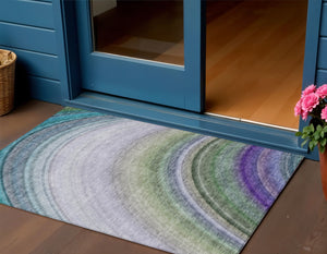 Homeroots 3' Beige Purple Ivory Abstract Washable Area Rug For Indoor Outdoor Spaces - Durable & Stylish 3' X 5' Polyester 577313