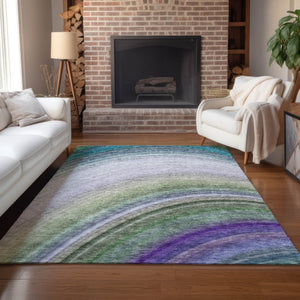 Homeroots 3' Beige Purple Ivory Abstract Washable Area Rug For Indoor Outdoor Spaces - Durable & Stylish 3' X 5' Polyester 577313
