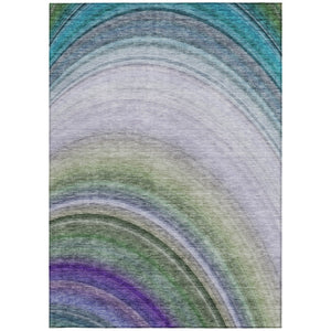 Homeroots 3' Beige Purple Ivory Abstract Washable Area Rug For Indoor Outdoor Spaces - Durable & Stylish 5' X 8' Polyester 577314