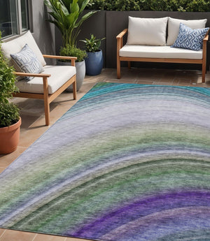 Homeroots 3' Beige Purple Ivory Abstract Washable Area Rug For Indoor Outdoor Spaces - Durable & Stylish 5' X 8' Polyester 577314