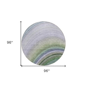 Homeroots 3' Beige Purple Ivory Abstract Washable Area Rug For Indoor Outdoor Spaces - Durable & Stylish 8' Round Polyester 577315