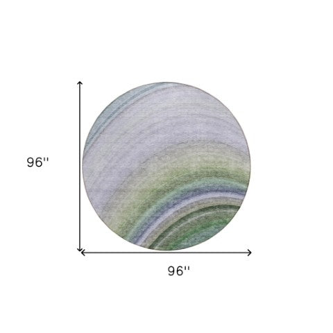 Homeroots 3' Beige Purple Ivory Abstract Washable Area Rug For Indoor Outdoor Spaces - Durable & Stylish 8' Round Polyester 577315