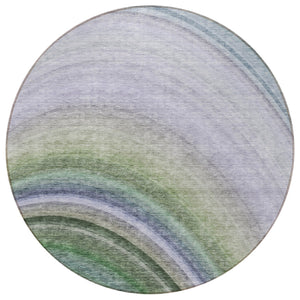 Homeroots 3' Beige Purple Ivory Abstract Washable Area Rug For Indoor Outdoor Spaces - Durable & Stylish 8' Round Polyester 577315
