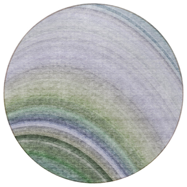 Homeroots 3' Beige Purple Ivory Abstract Washable Area Rug For Indoor Outdoor Spaces - Durable & Stylish 8' Round Polyester 577315