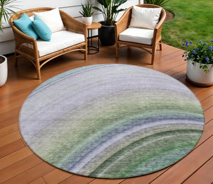 Homeroots 3' Beige Purple Ivory Abstract Washable Area Rug For Indoor Outdoor Spaces - Durable & Stylish 8' Round Polyester 577315