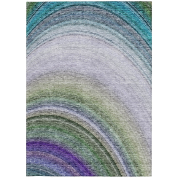 Homeroots 3' Beige Purple Ivory Abstract Washable Area Rug For Indoor Outdoor Spaces - Durable & Stylish 9' X 12' Polyester 577317