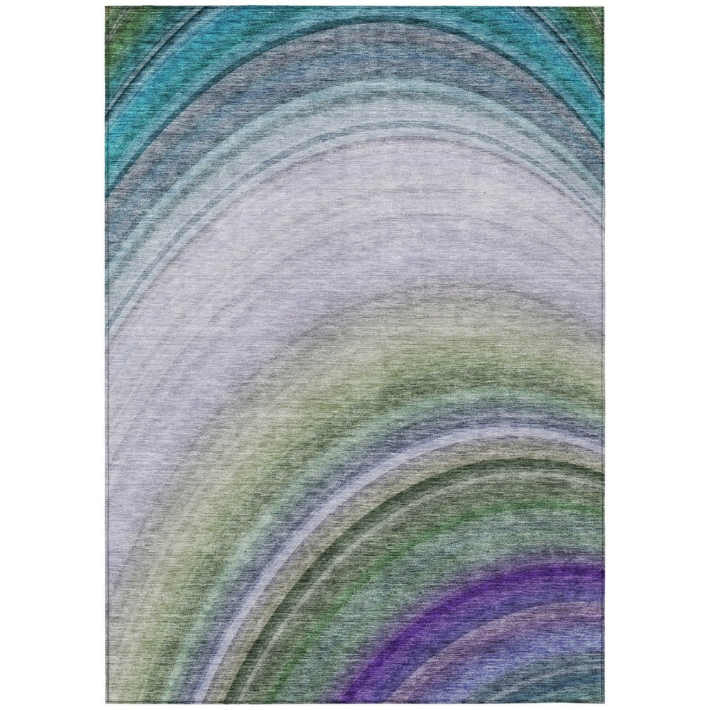 HomeRoots 9' Teal Blue and Artichoke Green Abstract Area Rug - Washable, Durable for Indoor & Outdoor Spaces 9' X 12' 577317