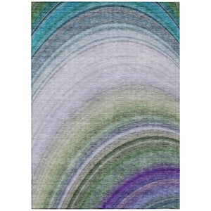HomeRoots 9' Teal Blue and Artichoke Green Abstract Area Rug - Washable, Durable for Indoor & Outdoor Spaces 9' X 12' 577317