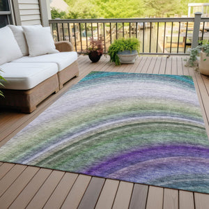 Homeroots 3' Beige Purple Ivory Abstract Washable Area Rug For Indoor Outdoor Spaces - Durable & Stylish 10' X 14' Polyester 577318