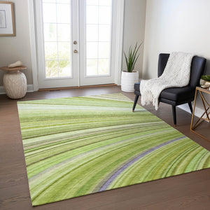 Homeroots 3' Stylish Abstract Artichoke Green Washable Indoor Outdoor Area Rug For Elegant Spaces 3' X 5' Polyester 577319