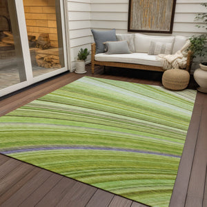 Homeroots 3' Stylish Abstract Artichoke Green Washable Indoor Outdoor Area Rug For Elegant Spaces 5' X 8' Polyester 577320