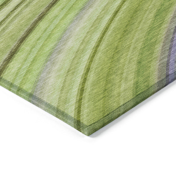 Homeroots 3' Stylish Abstract Artichoke Green Washable Indoor Outdoor Area Rug For Elegant Spaces 5' X 8' Polyester 577320