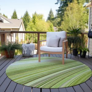 Homeroots 3' Stylish Abstract Artichoke Green Washable Indoor Outdoor Area Rug For Elegant Spaces 8' Round Polyester 577321