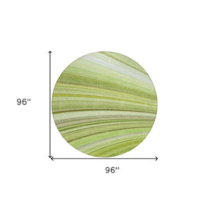 Homeroots 3' Stylish Abstract Artichoke Green Washable Indoor Outdoor Area Rug For Elegant Spaces 8' Round Polyester 577321