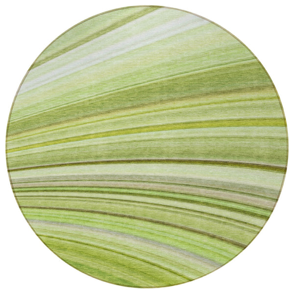 Homeroots 3' Stylish Abstract Artichoke Green Washable Indoor Outdoor Area Rug For Elegant Spaces 8' Round Polyester 577321