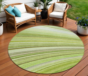 Homeroots 3' Stylish Abstract Artichoke Green Washable Indoor Outdoor Area Rug For Elegant Spaces 8' Round Polyester 577321