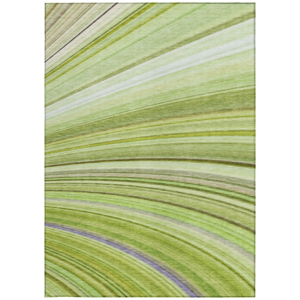 Homeroots 3' Stylish Abstract Artichoke Green Washable Indoor Outdoor Area Rug For Elegant Spaces 8' X 10' Polyester 577322