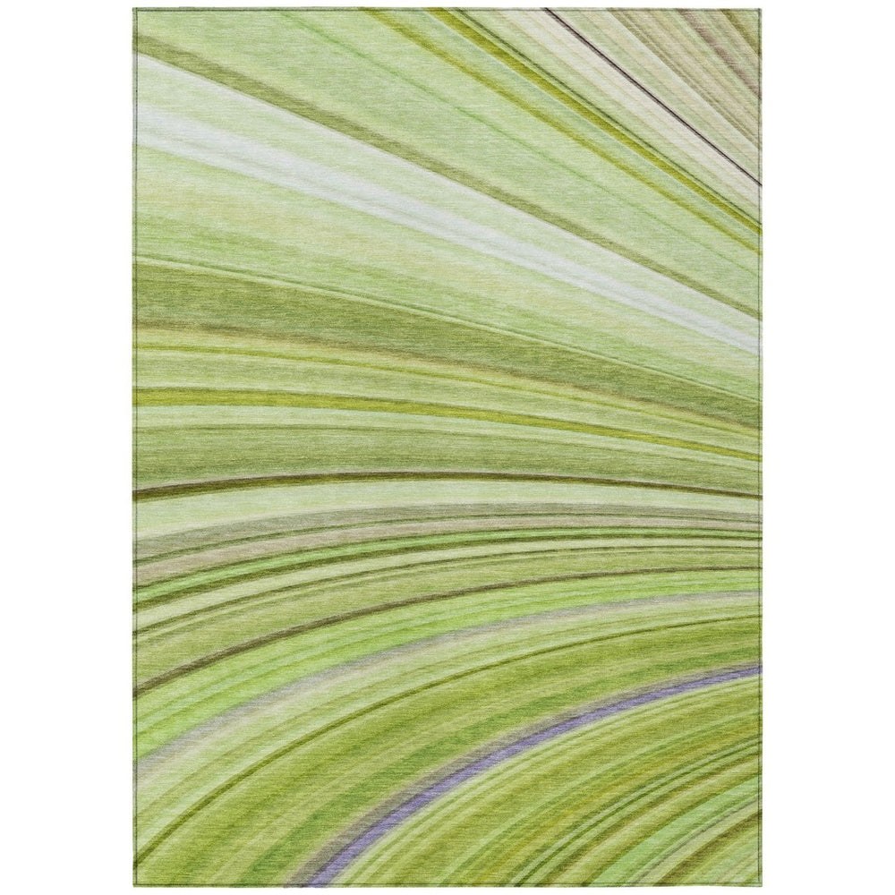 HomeRoots 5' Abstract Artichoke and Olive Green Washable Area Rug for Indoor and Outdoor Durability 8' X 10' 577322