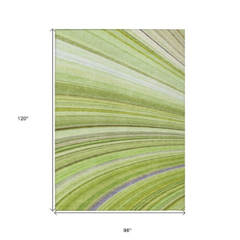 Homeroots 3' Stylish Abstract Artichoke Green Washable Indoor Outdoor Area Rug For Elegant Spaces 8' X 10' Polyester 577322