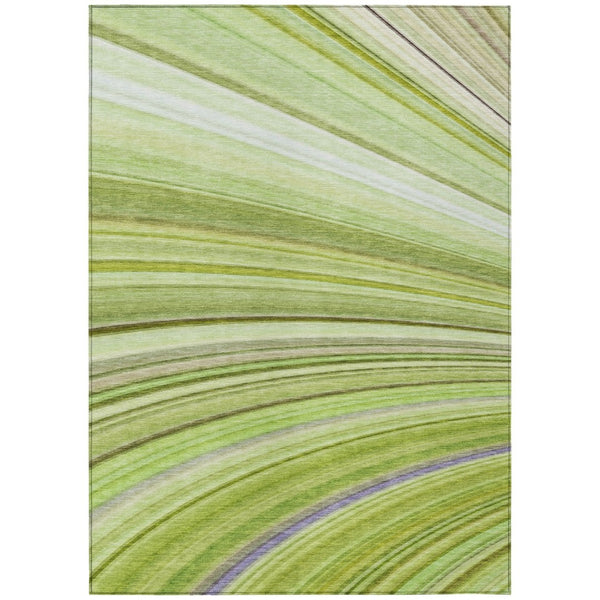 HomeRoots 5' Abstract Artichoke and Olive Green Washable Area Rug for Indoor and Outdoor Durability 10' X 14' 577324