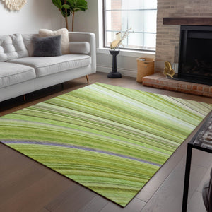 Homeroots 3' Stylish Abstract Artichoke Green Washable Indoor Outdoor Area Rug For Elegant Spaces 10' X 14' Polyester 577324