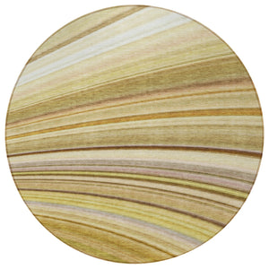 Homeroots 3' Stylish Abstract Artichoke Green Washable Indoor Outdoor Area Rug For Elegant Spaces 8' Round Polyester 577327